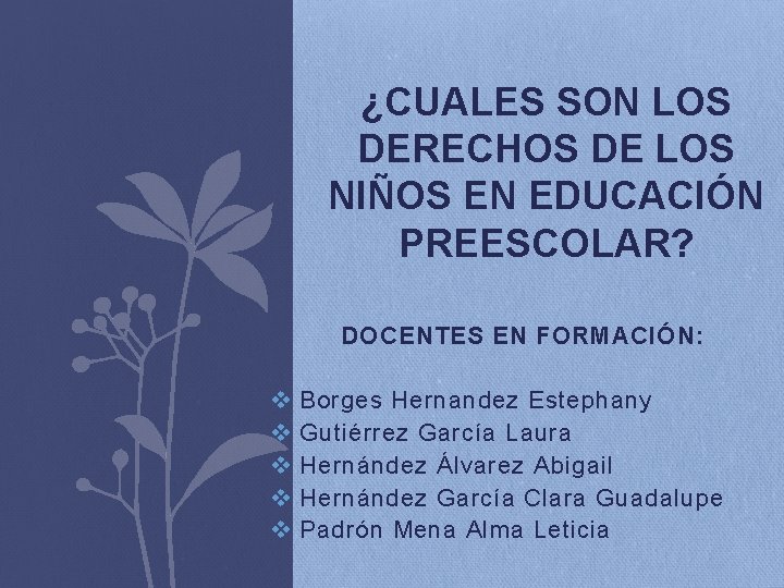 ¿CUALES SON LOS DERECHOS DE LOS NIÑOS EN EDUCACIÓN PREESCOLAR? DOCENTES EN FORMACIÓN: v