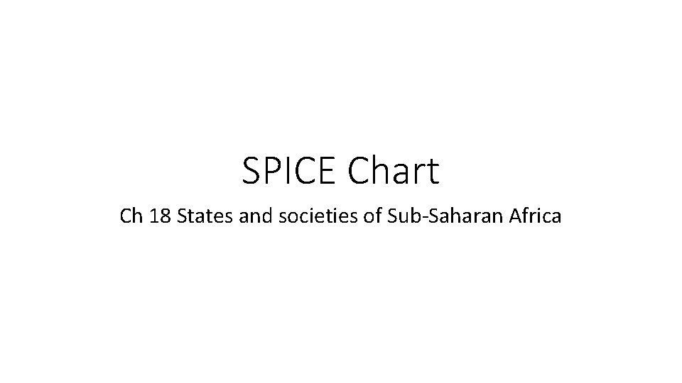 SPICE Chart Ch 18 States and societies of Sub-Saharan Africa 