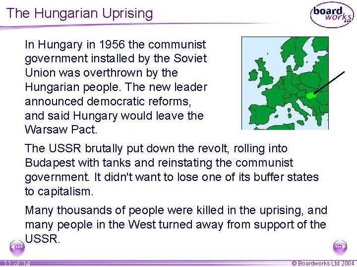 The Hungarian Uprising In Hungary in 1956 the communist government installed by the Soviet