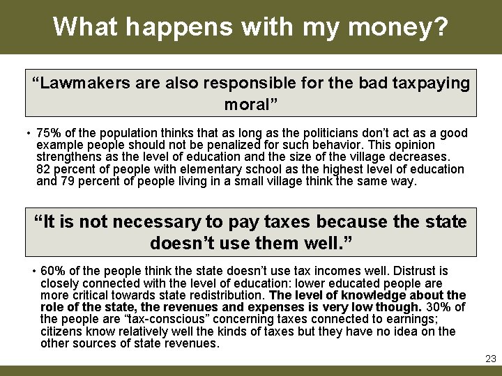 What happens with my money? “Lawmakers are also responsible for the bad taxpaying moral”