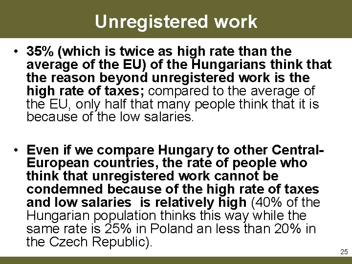 Unregistered work • 35% (which is twice as high rate than the average of