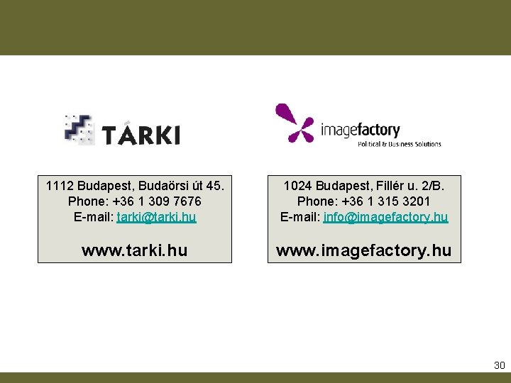 1112 Budapest, Budaörsi út 45. Phone: +36 1 309 7676 E-mail: tarki@tarki. hu 1024