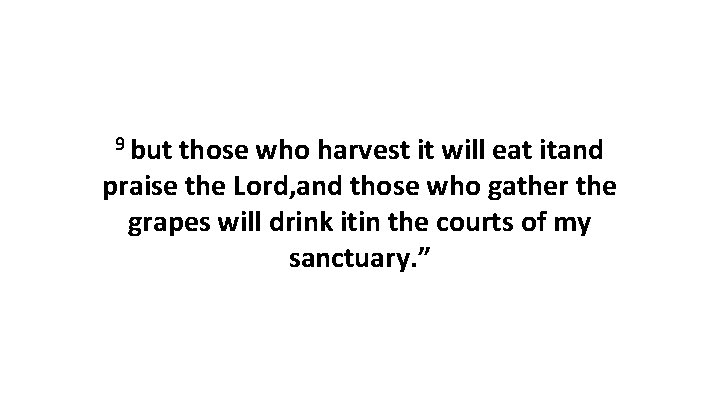 9 but those who harvest it will eat itand praise the Lord, and those 9 but those who harvest it will eat itand praise the Lord, and those