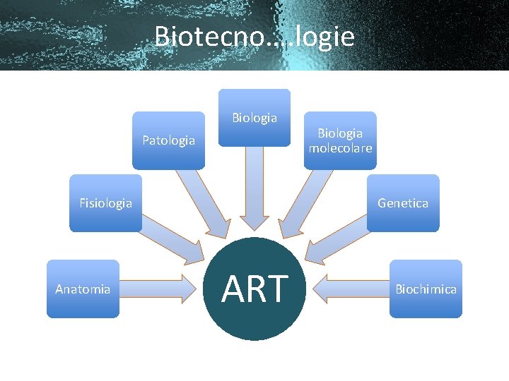 Biotecno…. logie Biologia Patologia Fisiologia Anatomia Biologia molecolare Genetica ART Biochimica 