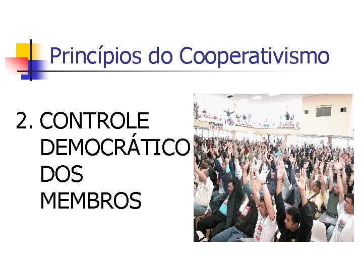Princípios do Cooperativismo 2. CONTROLE DEMOCRÁTICO DOS MEMBROS 