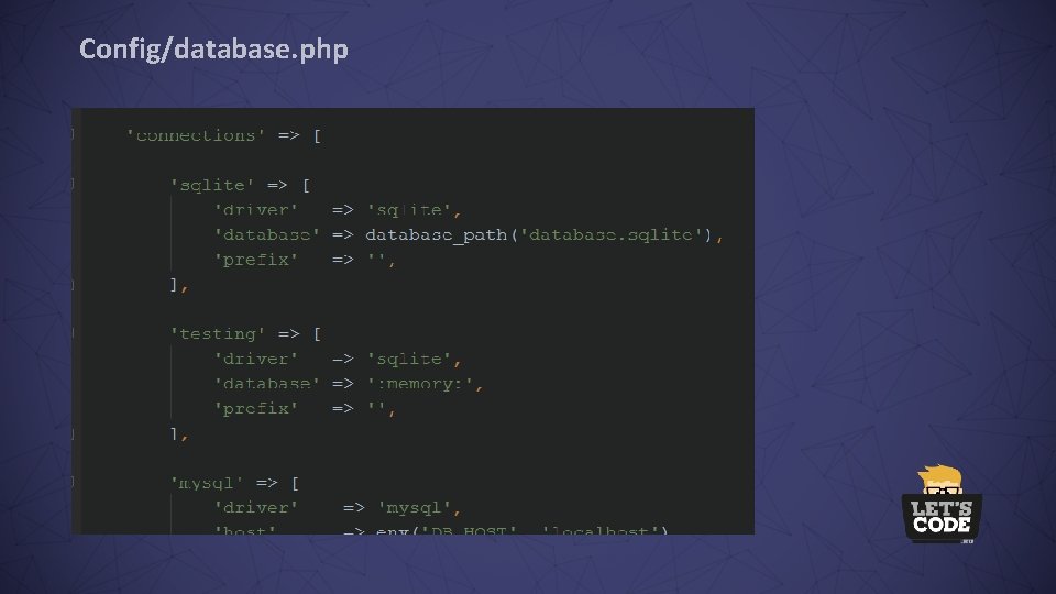 Config/database. php 