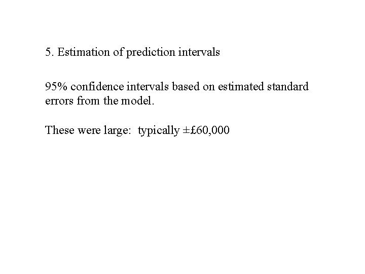 5. Estimation of prediction intervals 95% confidence intervals based on estimated standard errors from