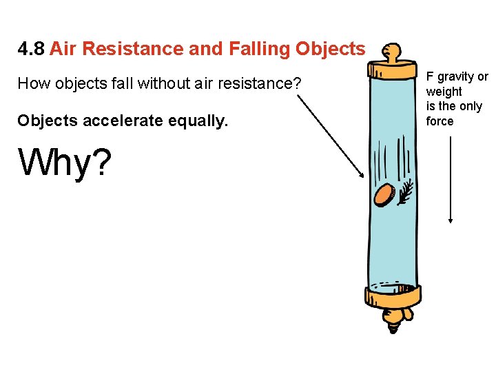 4. 8 Air Resistance and Falling Objects How objects fall without air resistance? Objects