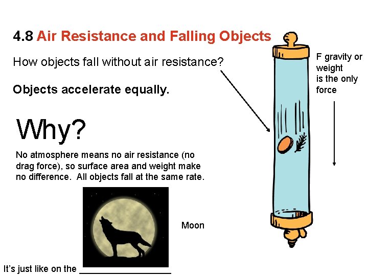 4. 8 Air Resistance and Falling Objects How objects fall without air resistance? Objects