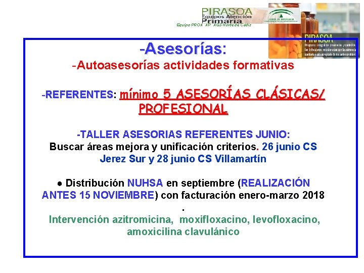 Equipo PROA AP AGS Norte de Cádiz -Asesorías: Asesorías -Autoasesorías actividades formativas -REFERENTES: REFERENTES