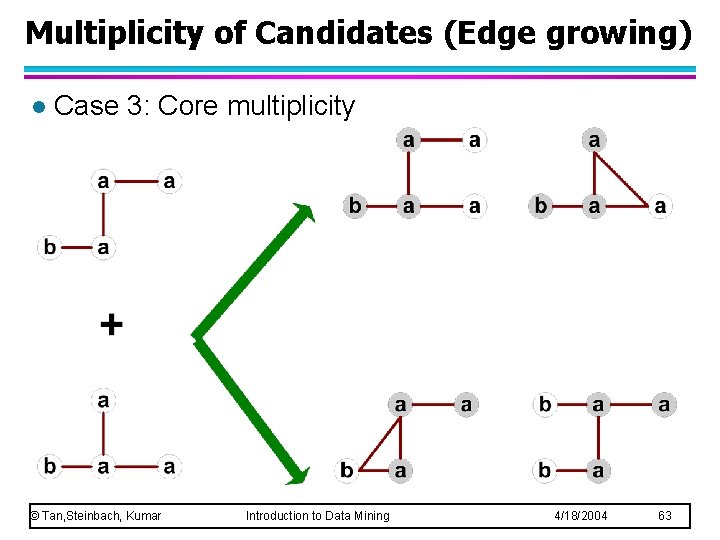 Multiplicity of Candidates (Edge growing) l Case 3: Core multiplicity © Tan, Steinbach, Kumar