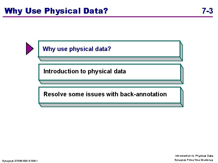 Why Use Physical Data? 7 -3 Why use. Quick physical data? Creating Timing Mode