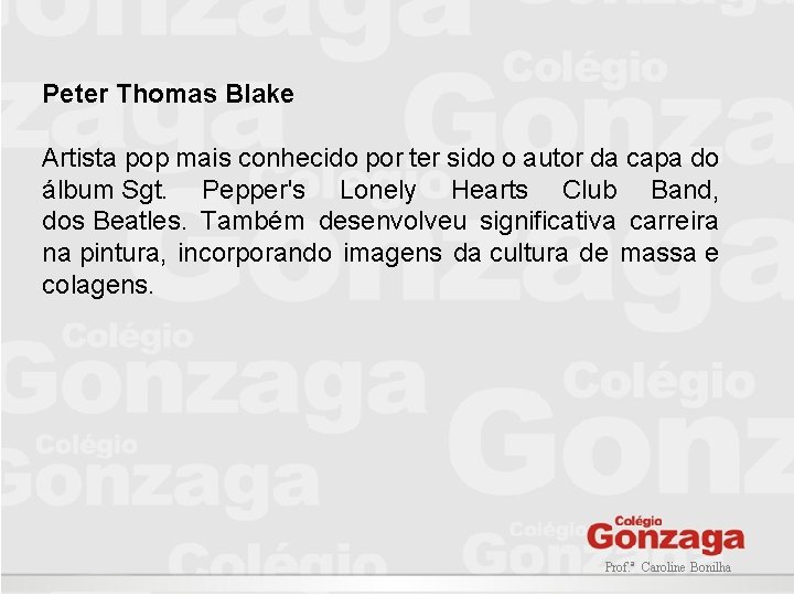 Peter Thomas Blake Artista pop mais conhecido por ter sido o autor da capa Peter Thomas Blake Artista pop mais conhecido por ter sido o autor da capa