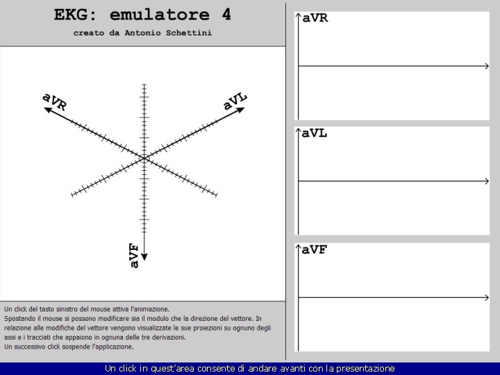 Emulatore 4 La proiezione del vettore sugli assi delle derivazioni pseudo-unipolari Un click in