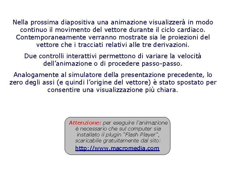 Nella prossima diapositiva una animazione visualizzerà in modo continuo il movimento del vettore durante