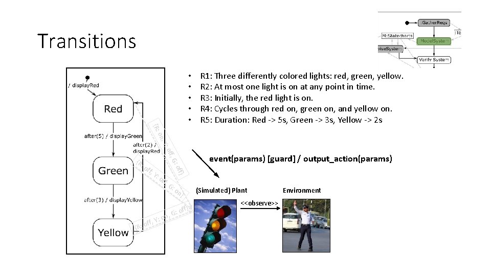 Transitions • • • R 1: Three differently colored lights: red, green, yellow. R Transitions • • • R 1: Three differently colored lights: red, green, yellow. R