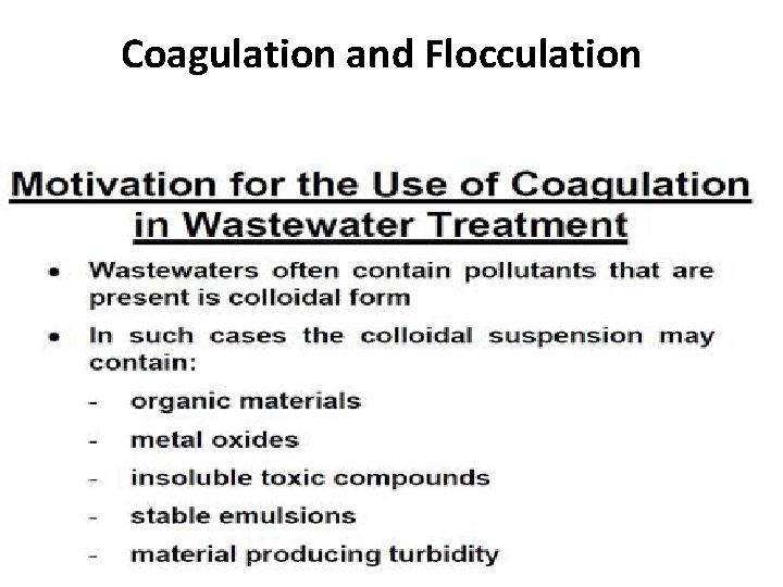 Coagulation and Flocculation 
