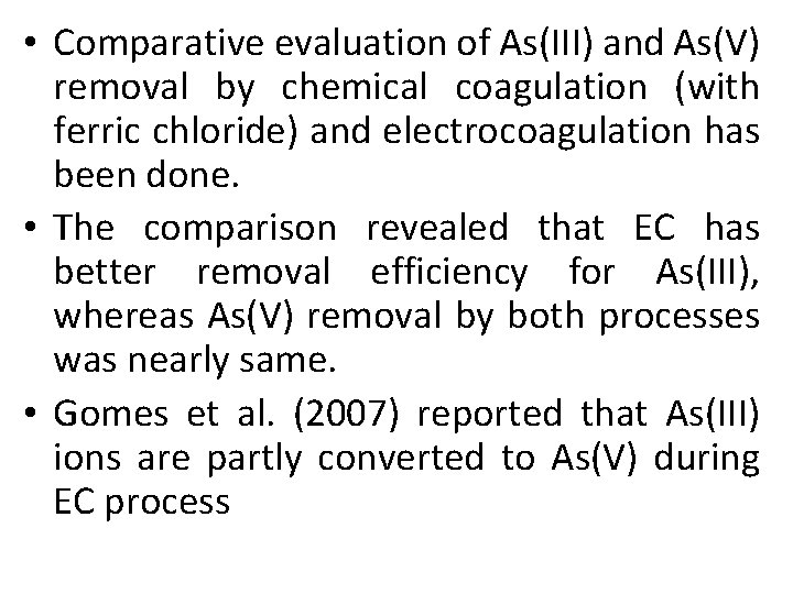  • Comparative evaluation of As(III) and As(V) removal by chemical coagulation (with ferric