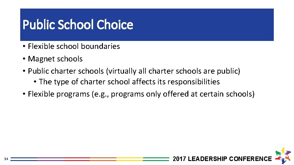 Public School Choice • Flexible school boundaries • Magnet schools • Public charter schools