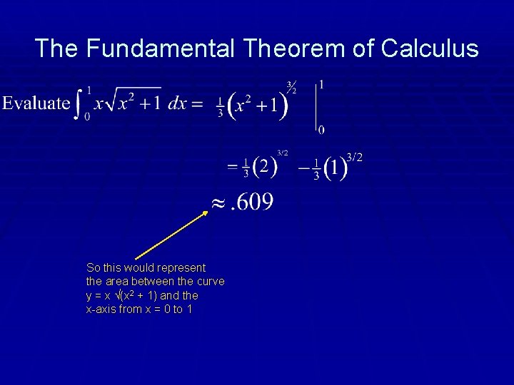 The Fundamental Theorem of Calculus So this would represent the area between the curve