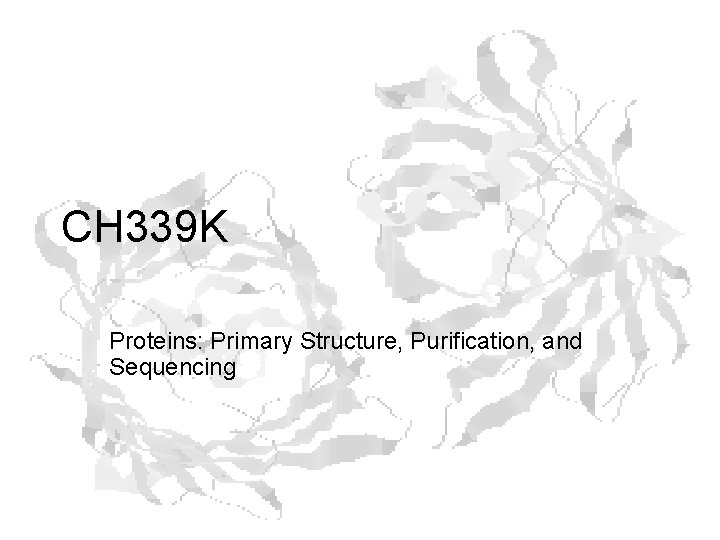 CH 339 K Proteins: Primary Structure, Purification, and Sequencing 