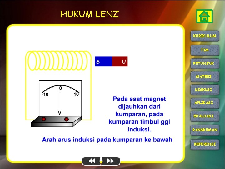 HUKUM LENZ KURIKULUM TIM PETUNJUK MATERI DISKUSI APLIKASI EVALUASI RANGKUMAN REFERENSI 