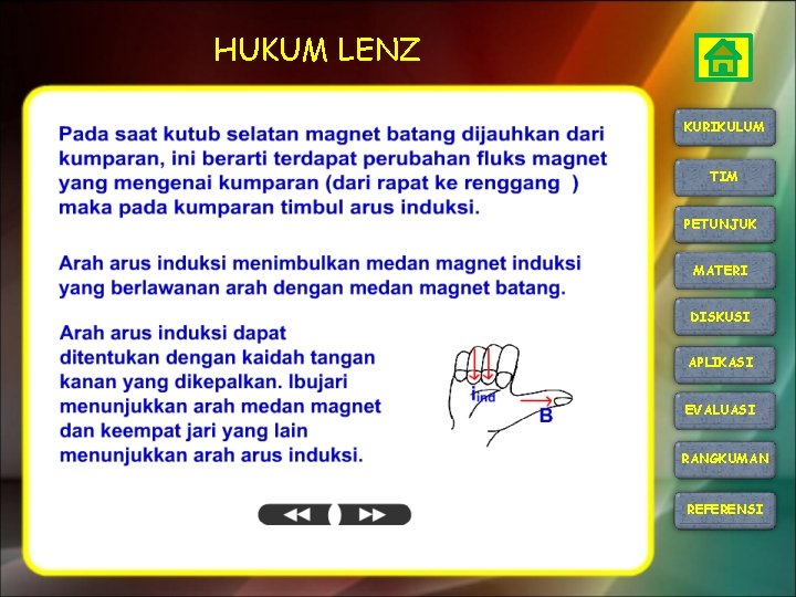 HUKUM LENZ KURIKULUM TIM PETUNJUK MATERI DISKUSI APLIKASI EVALUASI RANGKUMAN REFERENSI 