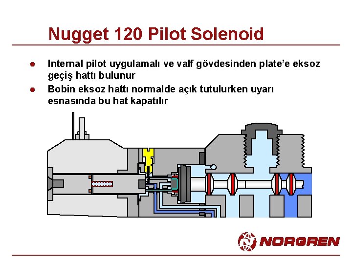 Nugget 120 Pilot Solenoid l l Internal pilot uygulamalı ve valf gövdesinden plate’e eksoz