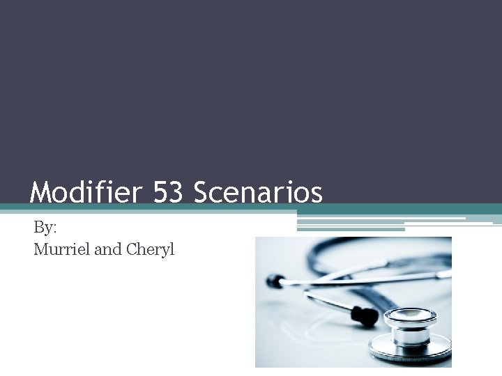 Modifier 53 Scenarios By: Murriel and Cheryl 