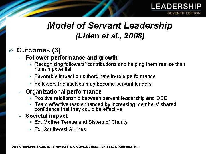 Model of Servant Leadership (Liden et al. , 2008) ÷ Outcomes (3) - Follower