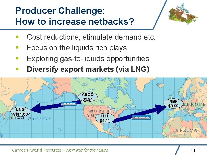 Producer Challenge: How to increase netbacks? § § Cost reductions, stimulate demand etc. Focus Producer Challenge: How to increase netbacks? § § Cost reductions, stimulate demand etc. Focus