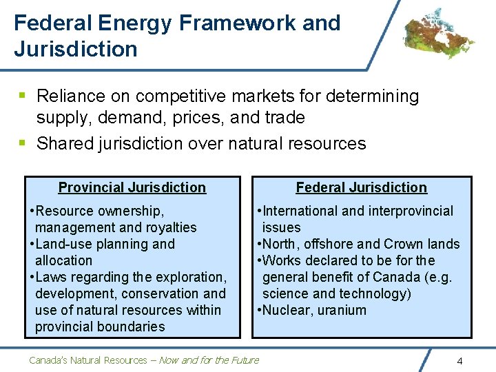 Federal Energy Framework and Jurisdiction § Reliance on competitive markets for determining supply, demand, Federal Energy Framework and Jurisdiction § Reliance on competitive markets for determining supply, demand,