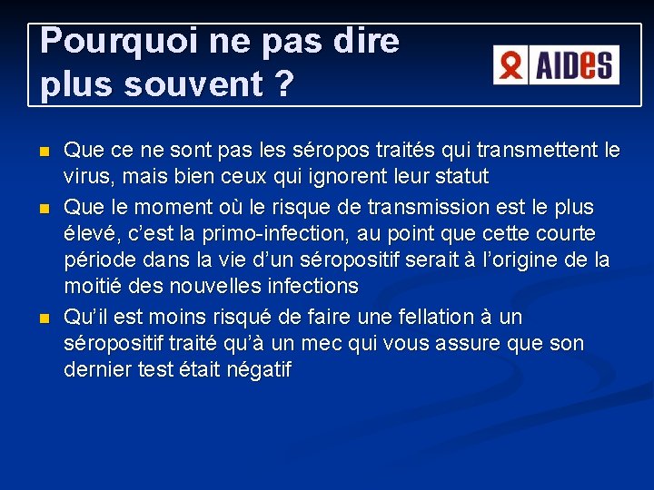Pourquoi ne pas dire plus souvent ? n n n Que ce ne sont Pourquoi ne pas dire plus souvent ? n n n Que ce ne sont