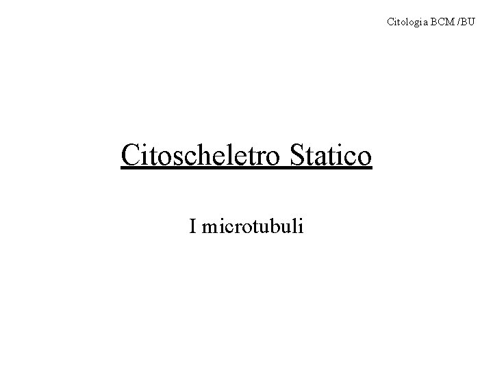 Citologia BCM /BU Citoscheletro Statico I microtubuli 
