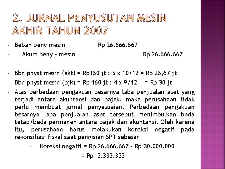  Beban peny mesin Akum peny – mesin Rp 26. 666. 667 Bbn pnyst