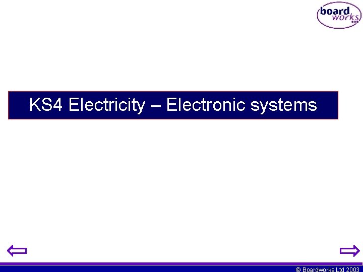 KS 4 Electricity – Electronic systems © Boardworks Ltd 2003 