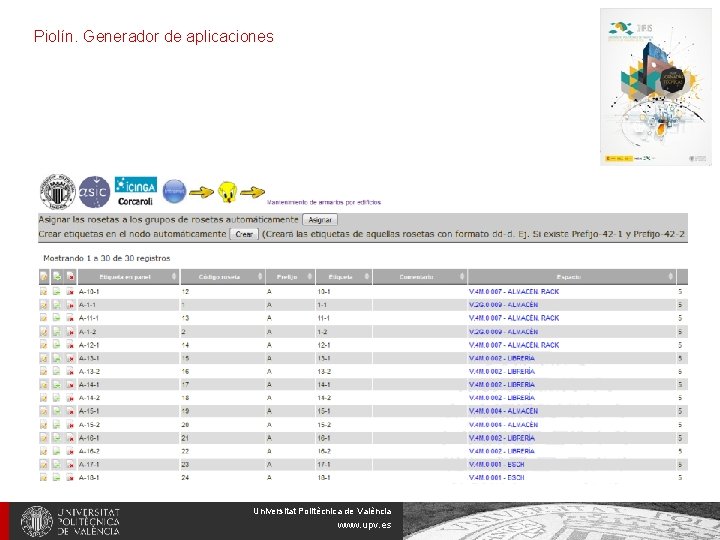 Piolín. Generador de aplicaciones Universitat Politècnica de València www. upv. es 