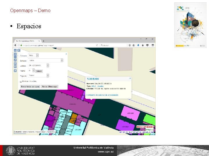 Openmaps – Demo • Espacios Universitat Politècnica de València www. upv. es 