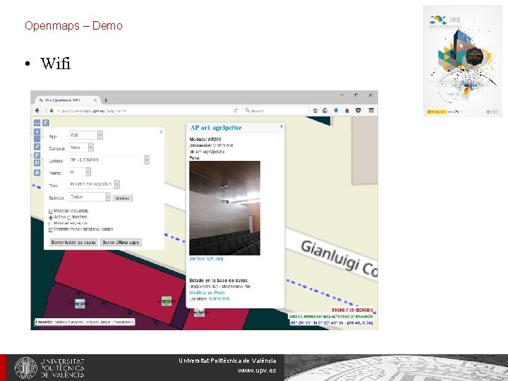 Openmaps – Demo • Wifi Universitat Politècnica de València www. upv. es 