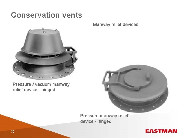Conservation vents Manway relief devices Pressure / vacuum manway relief device - hinged Pressure
