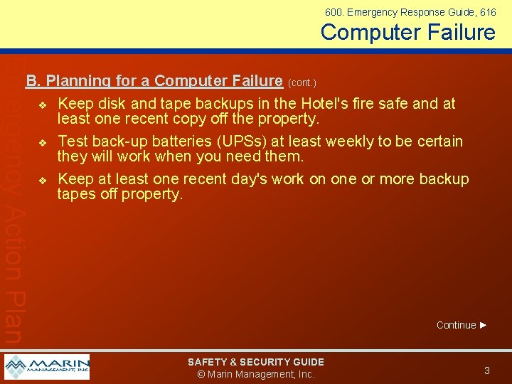 Computer Emergencies 600 Emergency Response Guide 616 Computer Failure Emergency