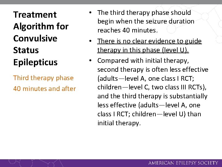 Treatment Algorithm for Convulsive Status Epilepticus Third therapy phase 40 minutes and after •