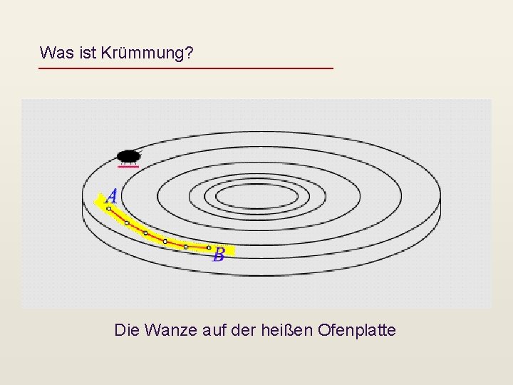 Was ist Krümmung? Die Wanze auf der heißen Ofenplatte 