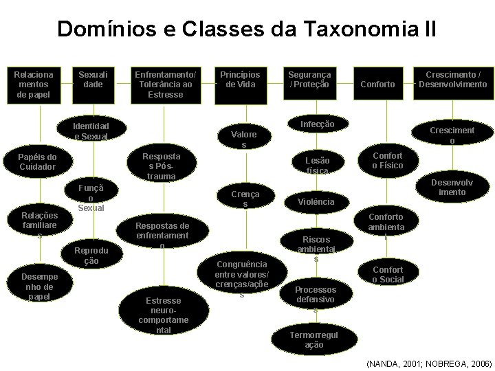 Domínios e Classes da Taxonomia II Relaciona mentos de papel Sexuali dade Enfrentamento/ Tolerância