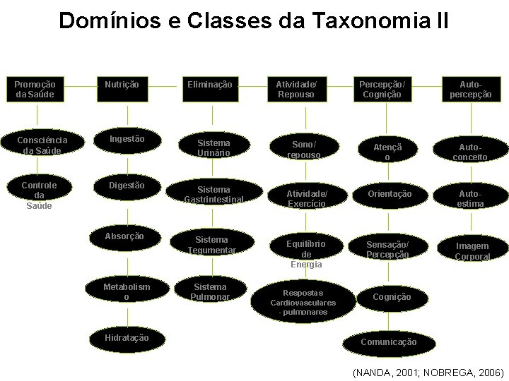 Domínios e Classes da Taxonomia II Promoção da Saúde Consciência da Saúde Controle da