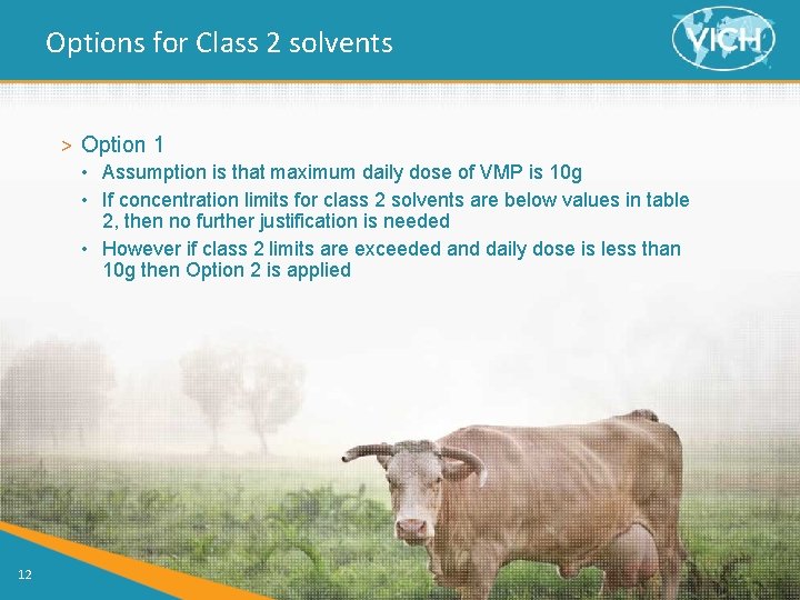 Options for Class 2 solvents > Option 1 • Assumption is that maximum daily