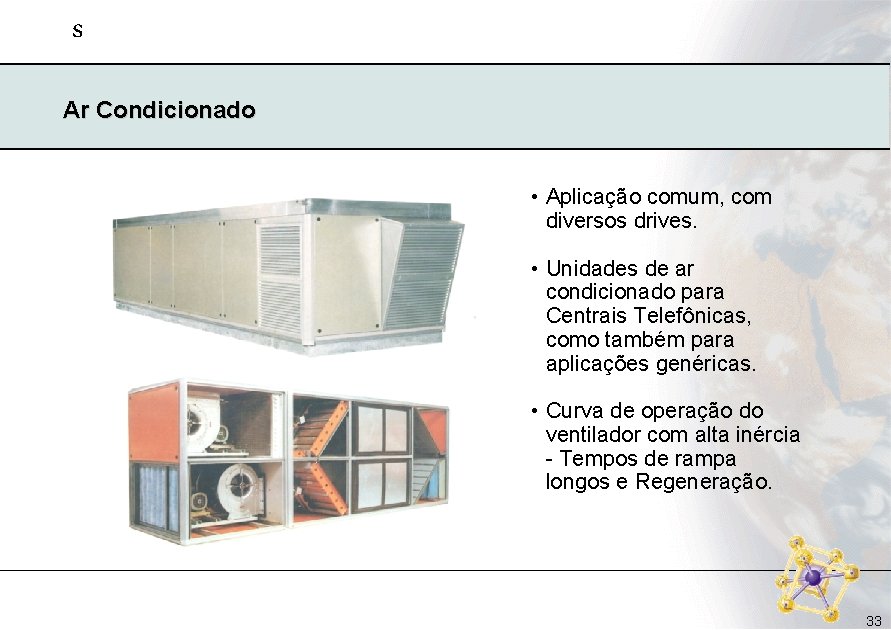 s Ar Condicionado • Aplicação comum, com diversos drives. • Unidades de ar condicionado s Ar Condicionado • Aplicação comum, com diversos drives. • Unidades de ar condicionado