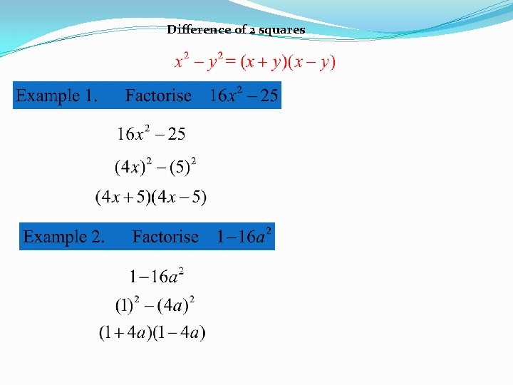 Difference of 2 squares 