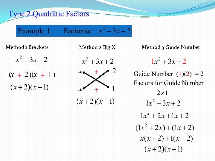 Method 1 Brackets Method 2 Big X Method 3 Guide Number 
