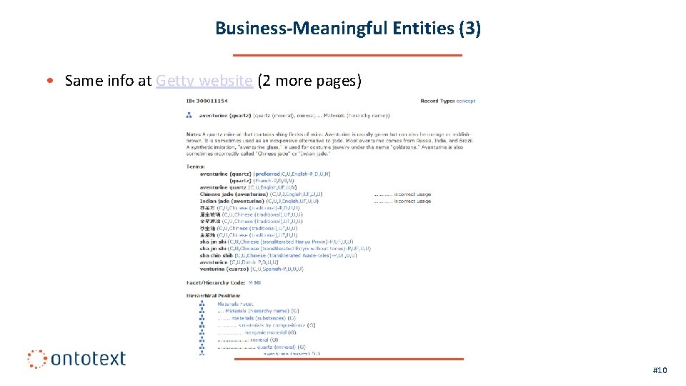 Business-Meaningful Entities (3) • Same info at Getty website (2 more pages) #10 